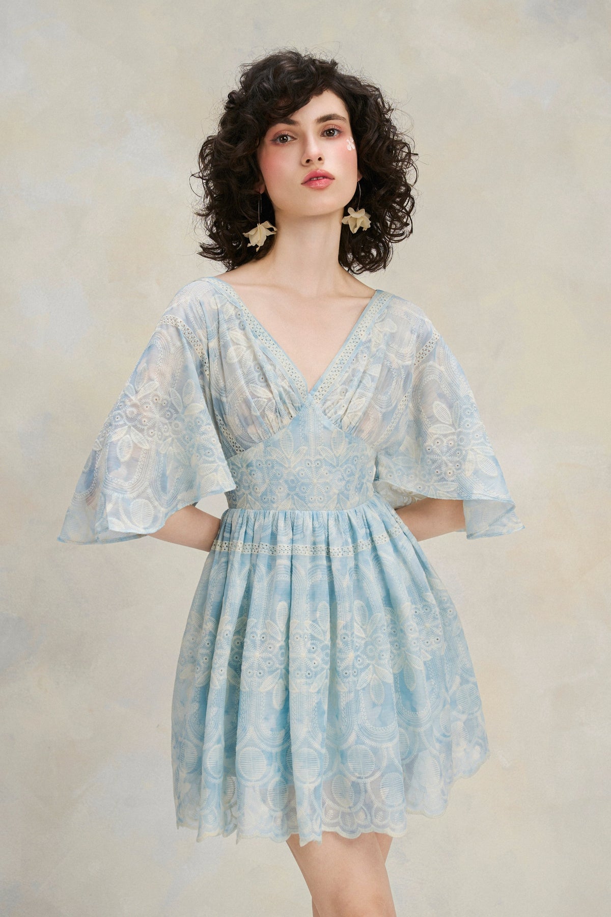 Flutter Lace Dress - Sky Blue by Emchic