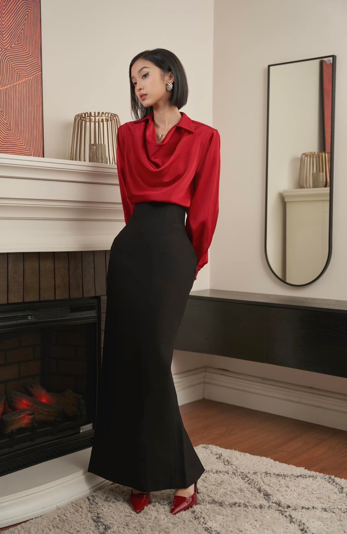 Black Corset Pencil Skirt by Keira Tong