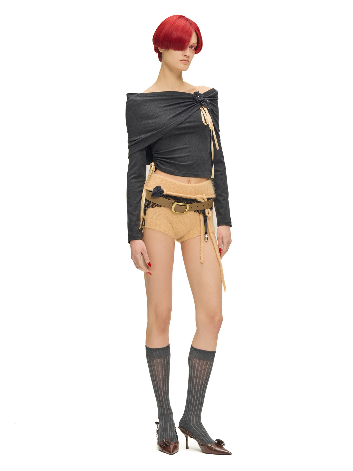 “Bouquet” Top Dark Gray by Sultry Virgin