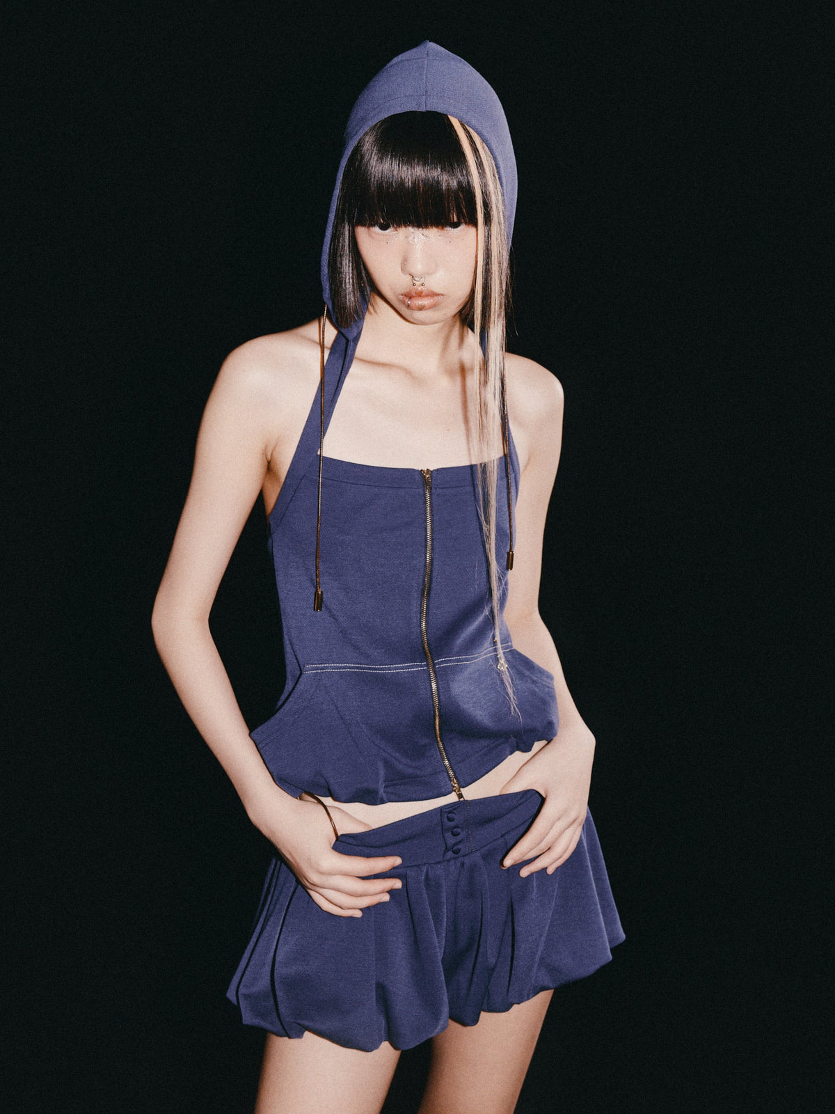 “Puff”Hoodie Top Denim by Sultry Virgin