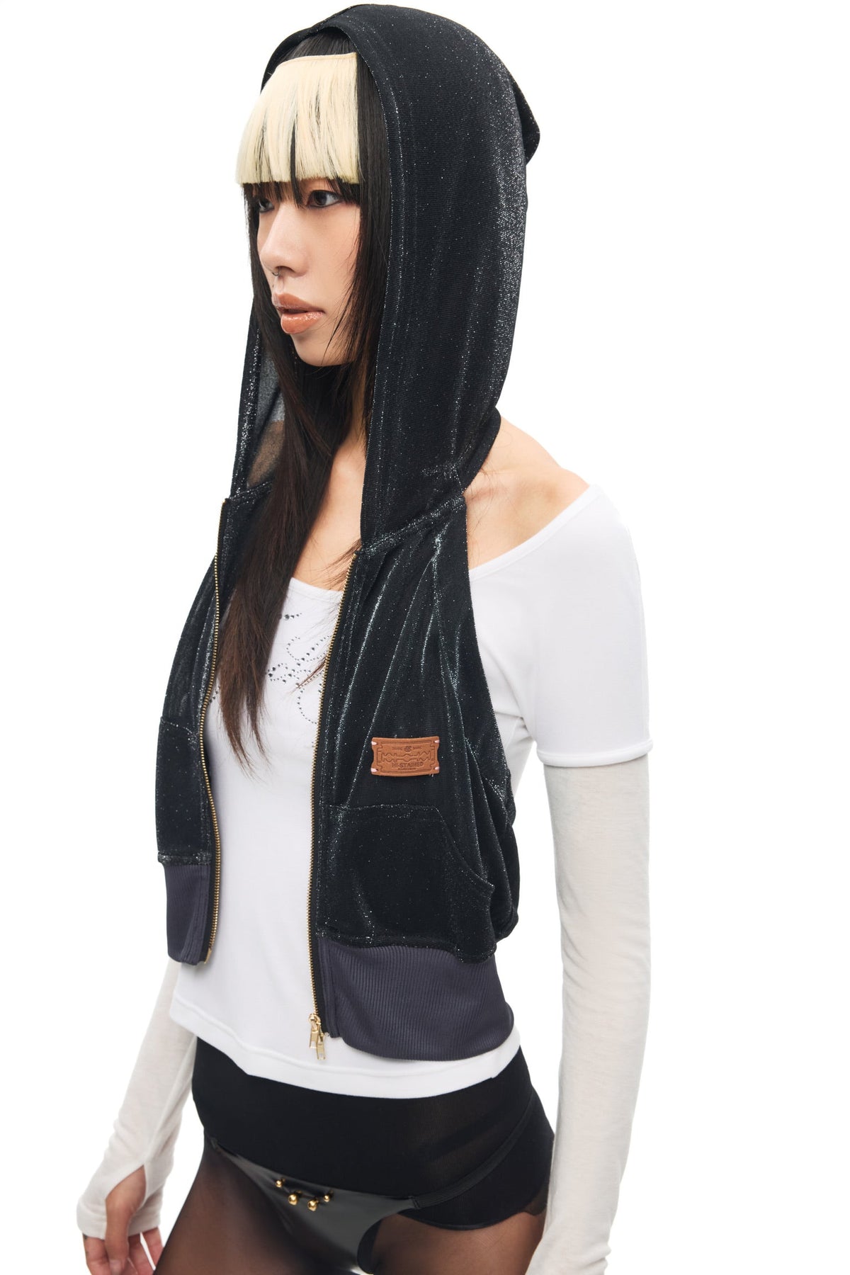 “Exposure” Hoodie Top Black by Sultry Virgin