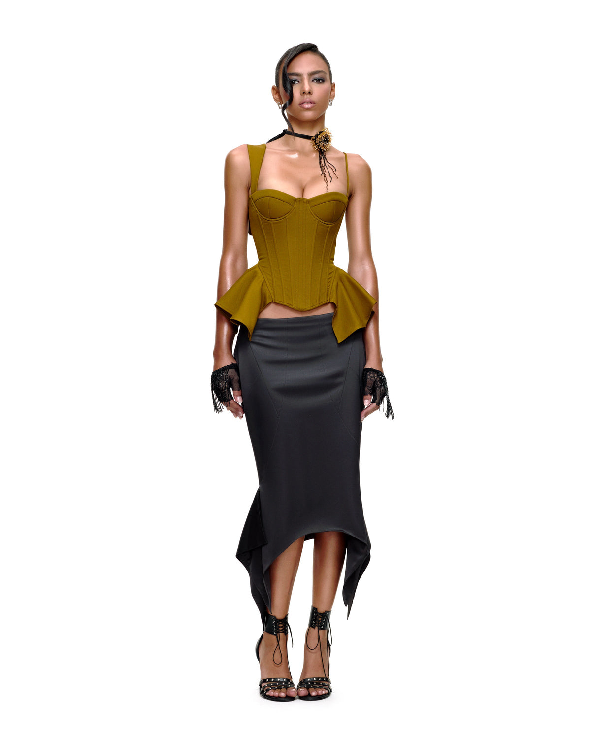 SADE MIDI SKIRT (BLACK) by BUPBES