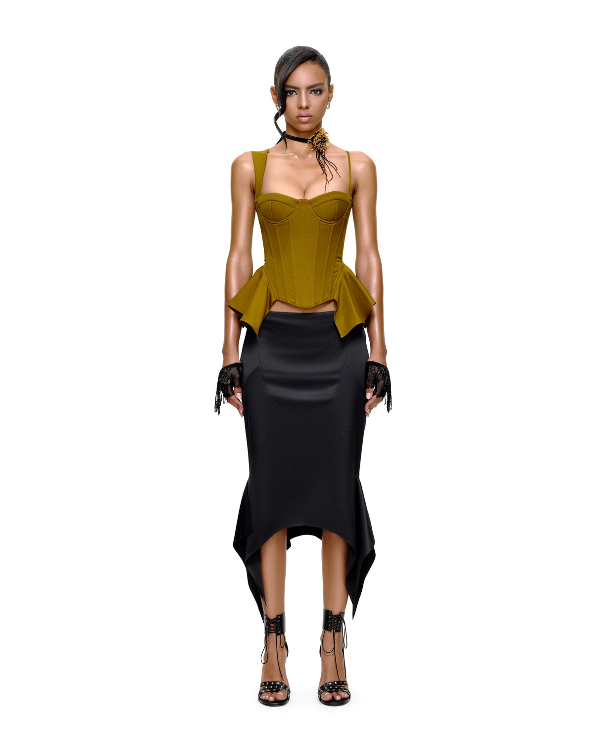 SADE MIDI SKIRT (BLACK) by BUPBES