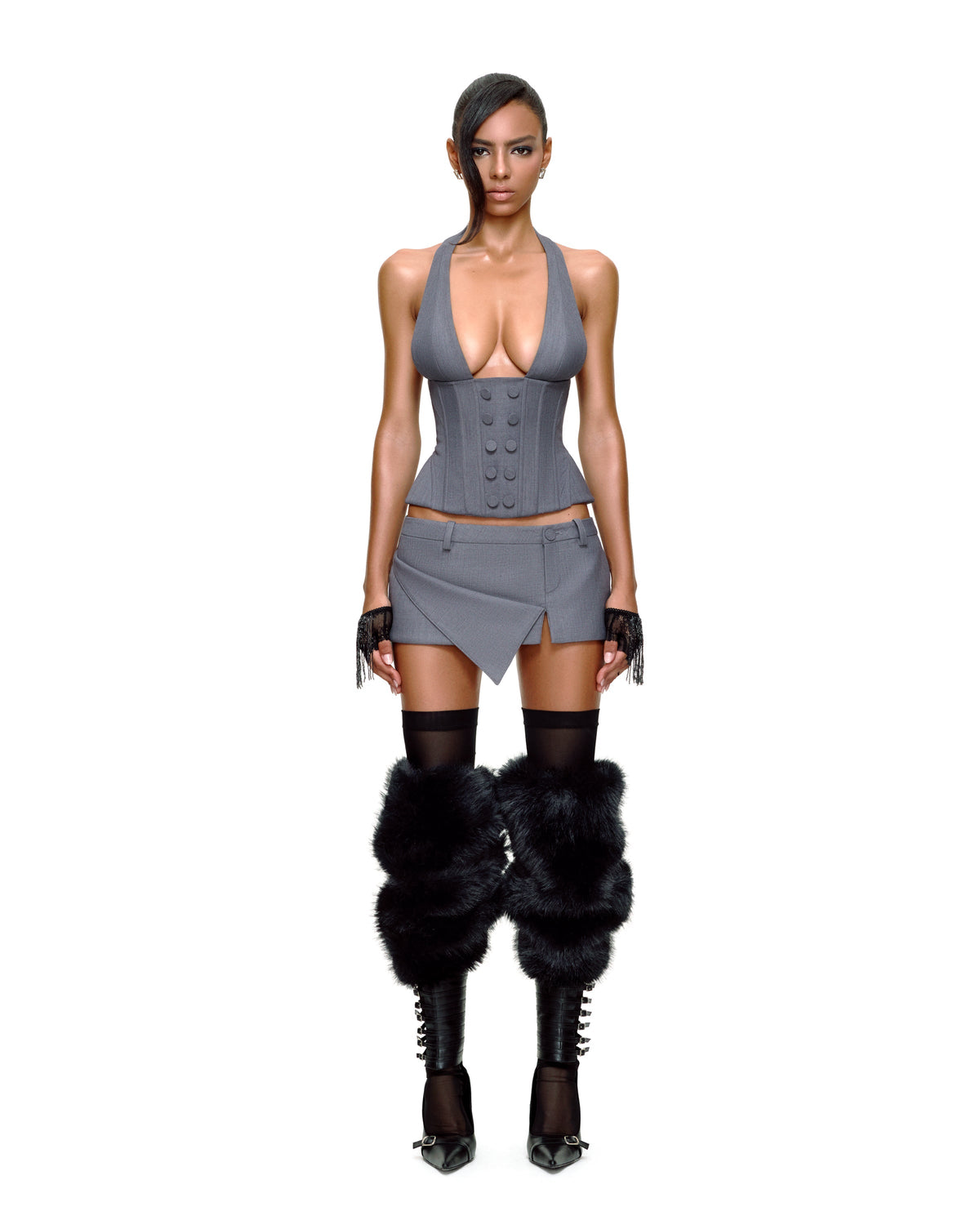 HEIDI MINI SKIRT (GREY) by BUPBES