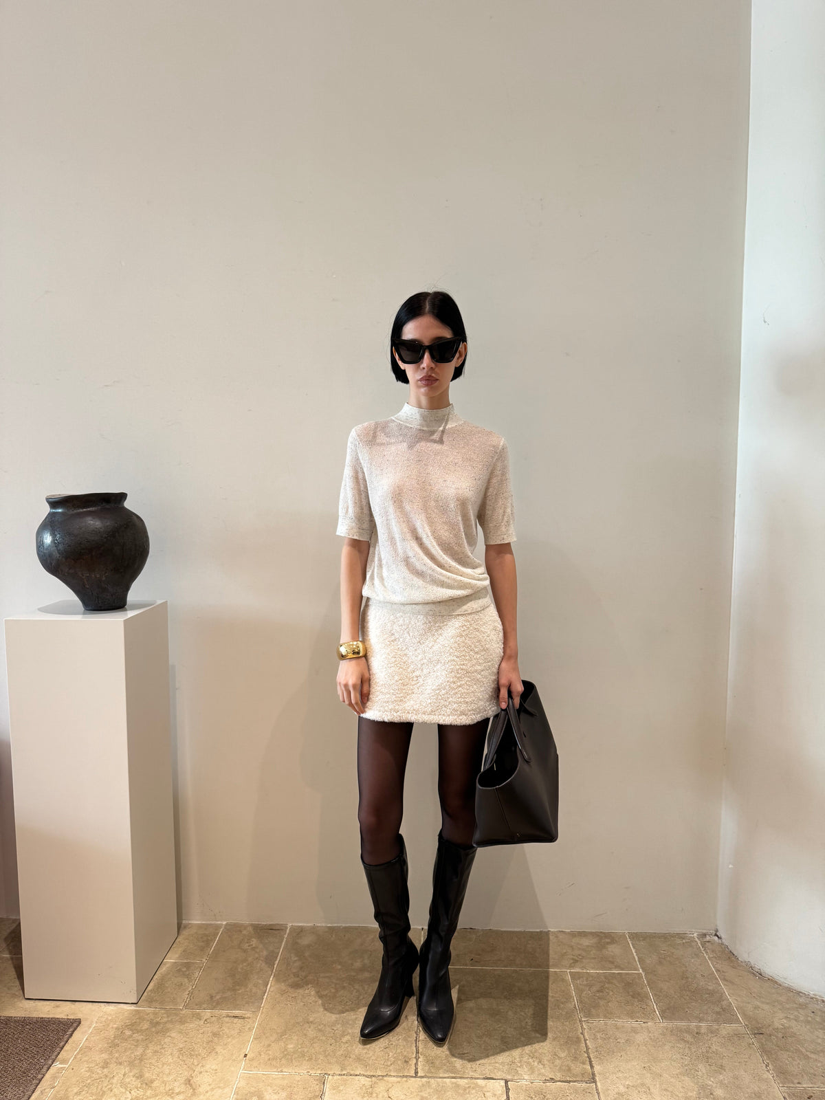 Fuzzy Texture Mini Skirt by COCOSIN