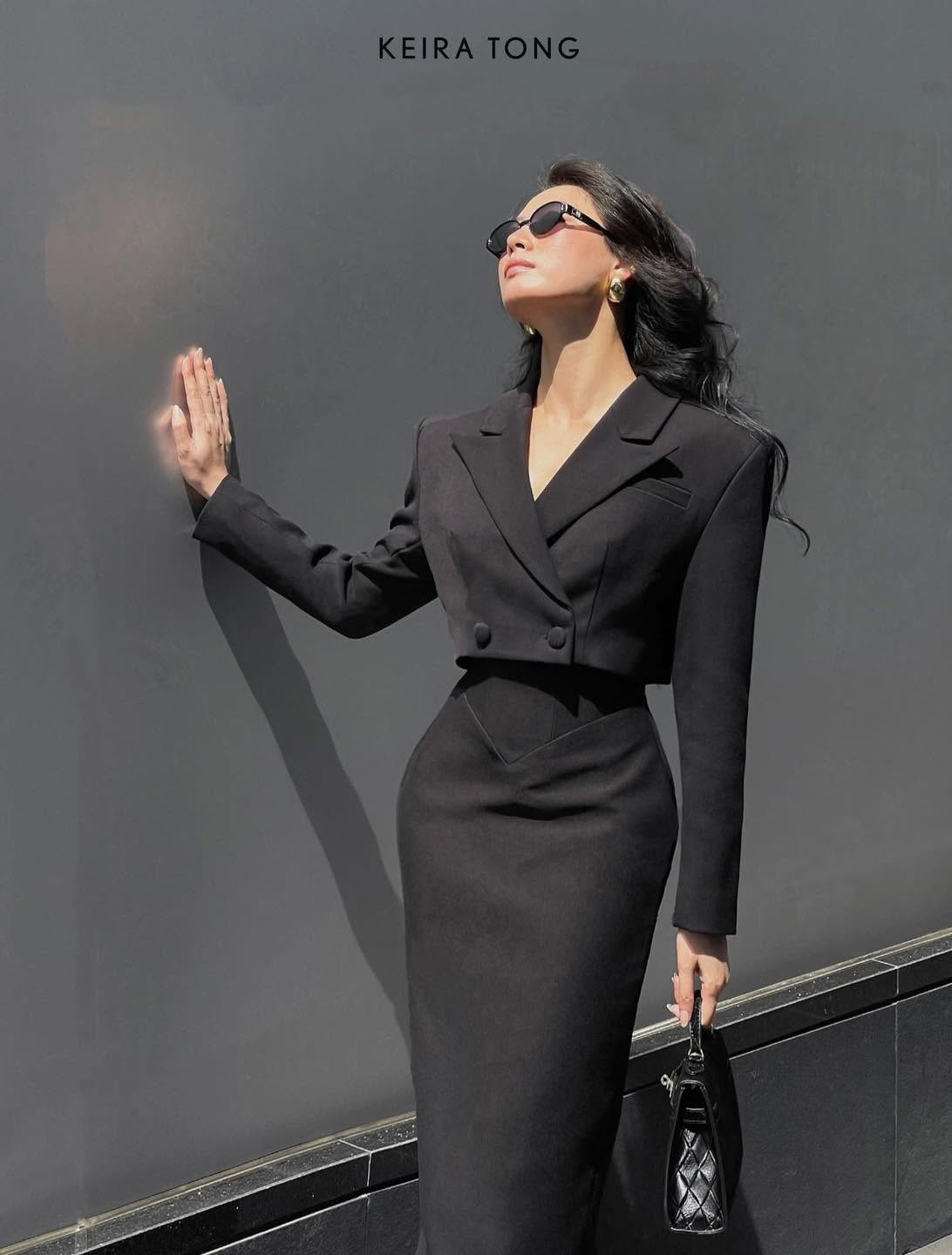 Black Cropped Blazer by Keira Tong