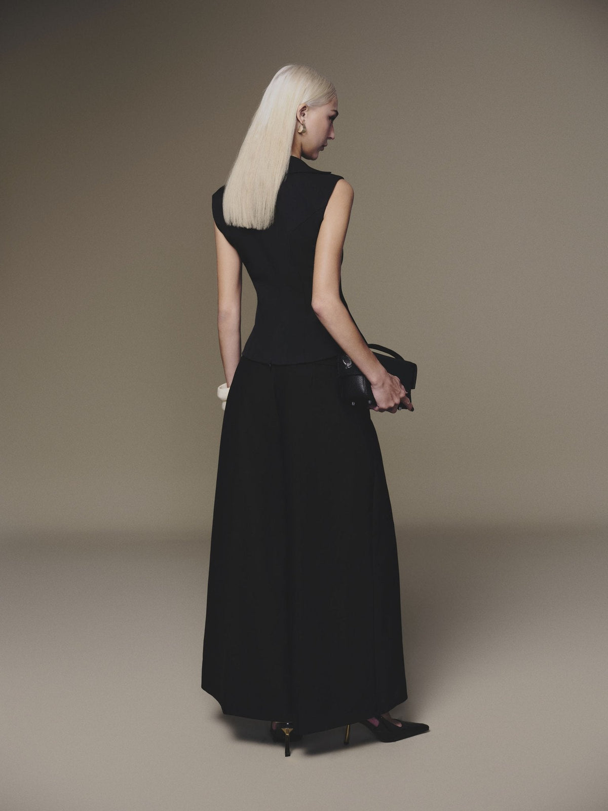 Black Diagonal Collar Top by Keira Tong
