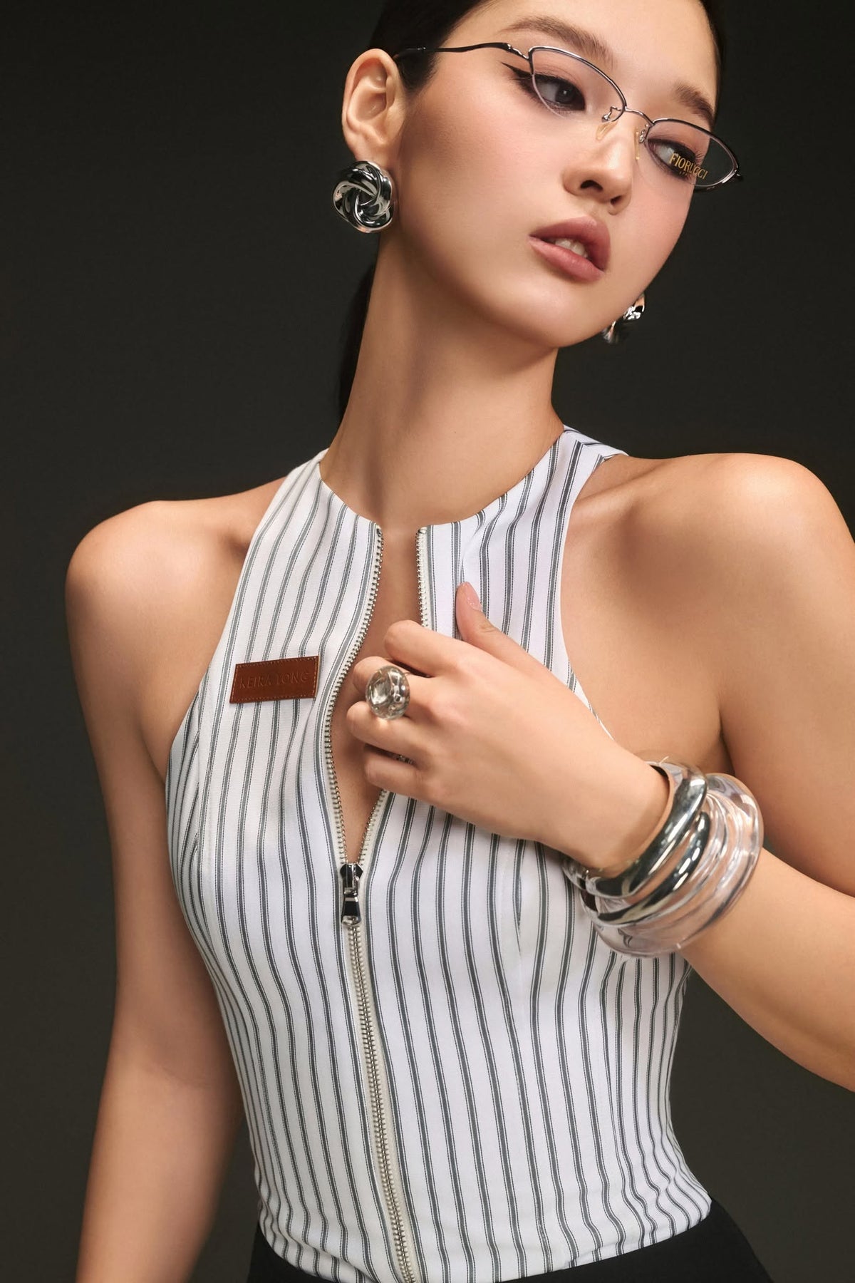White Zipped Top by Keira Tong