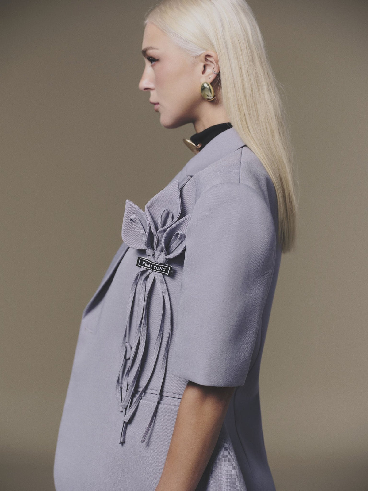 Grey Shortsleeve Blazer by Keira Tong