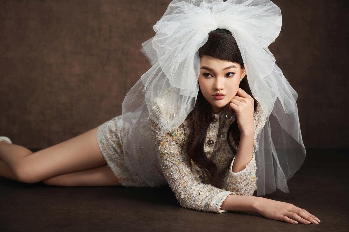 Beige Embroidered Crop Blazer by Keira Tong