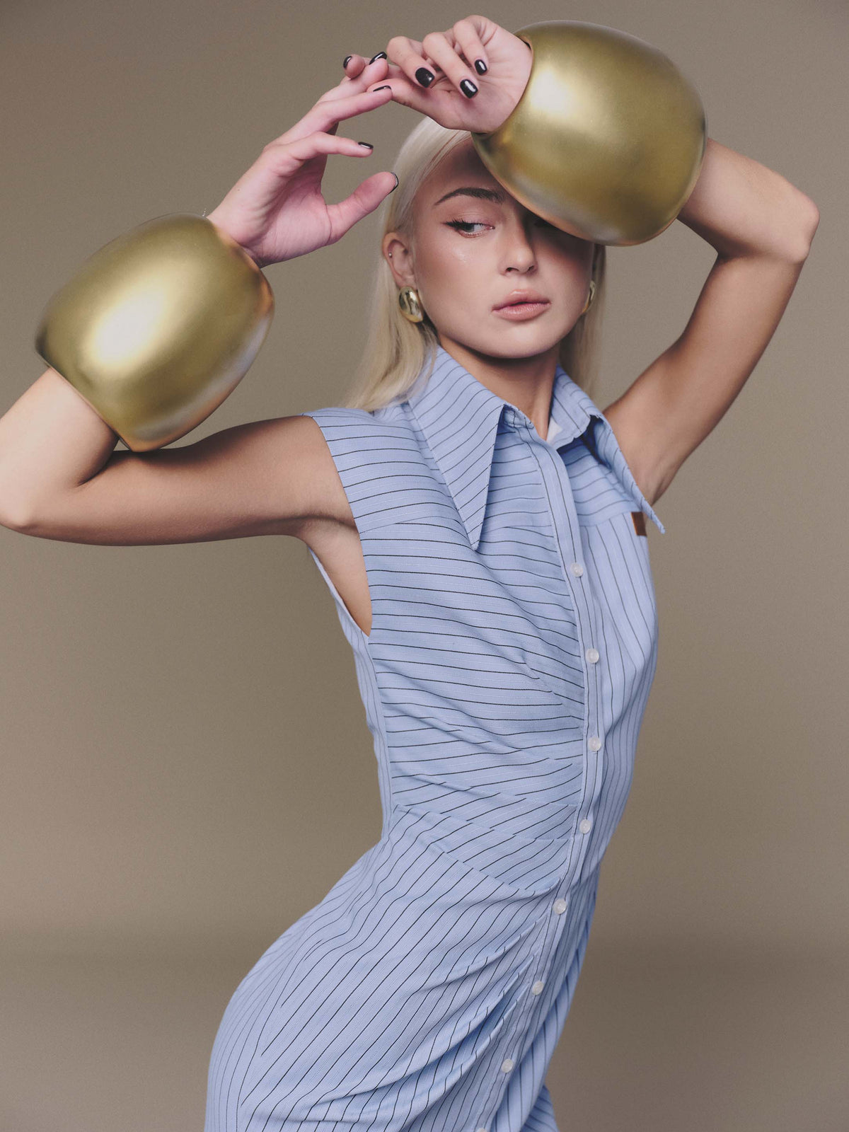 Blue Stripped Shirt Dress by Keira Tong