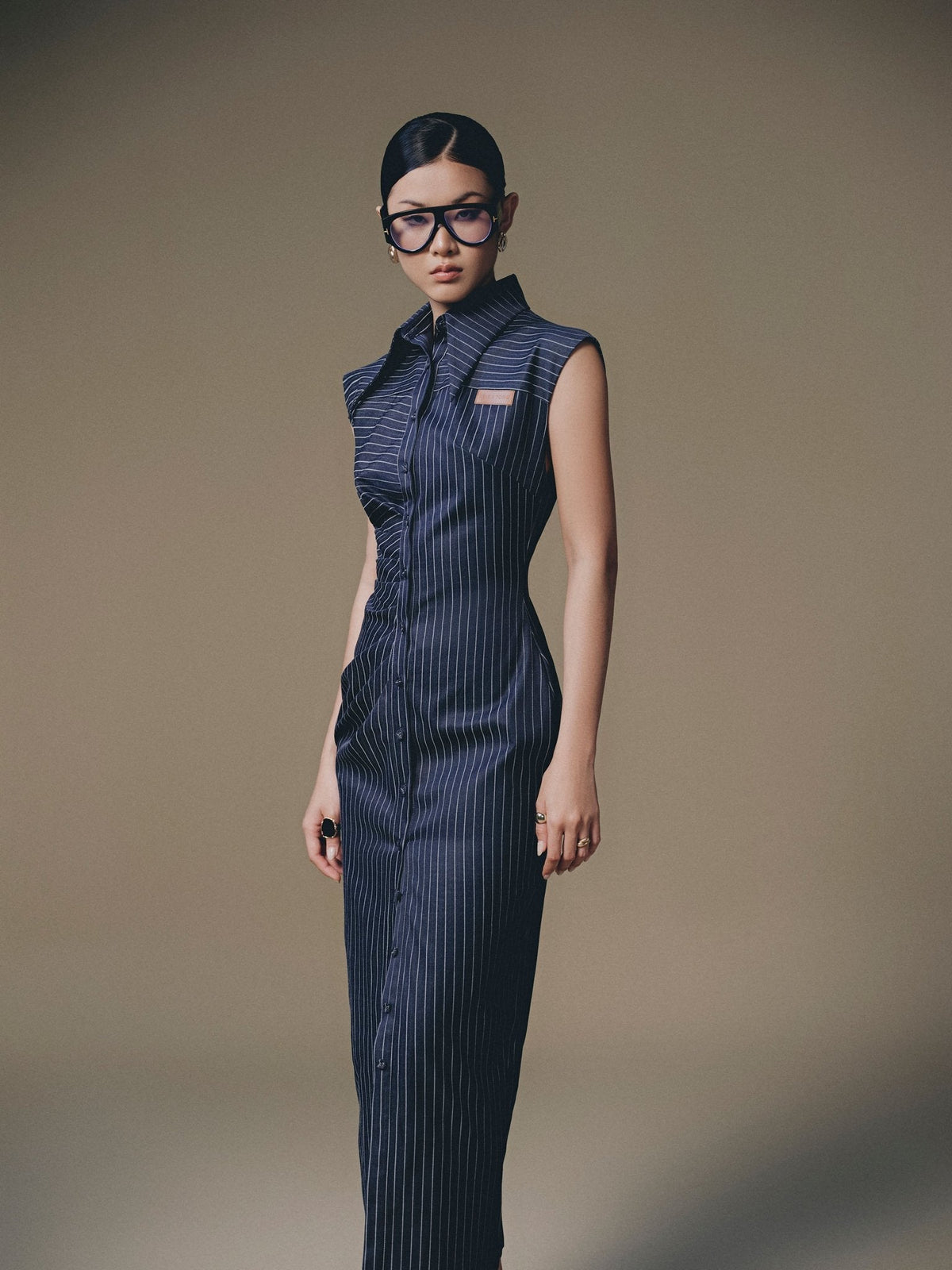 Blue Stripped Shirt Dress by Keira Tong
