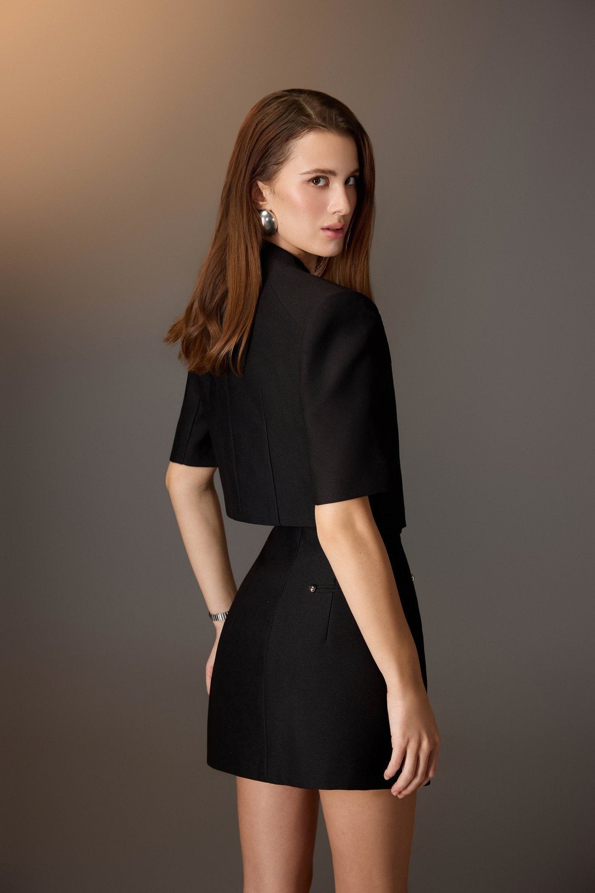 Black Flap Collar Top by Keira Tong