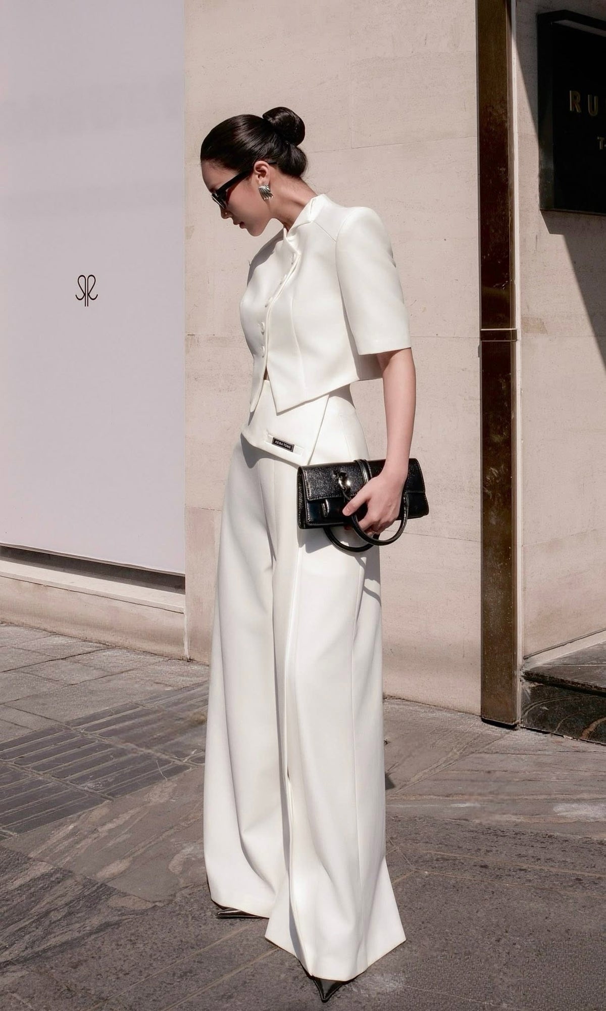 White Flap Collar Top by Keira Tong