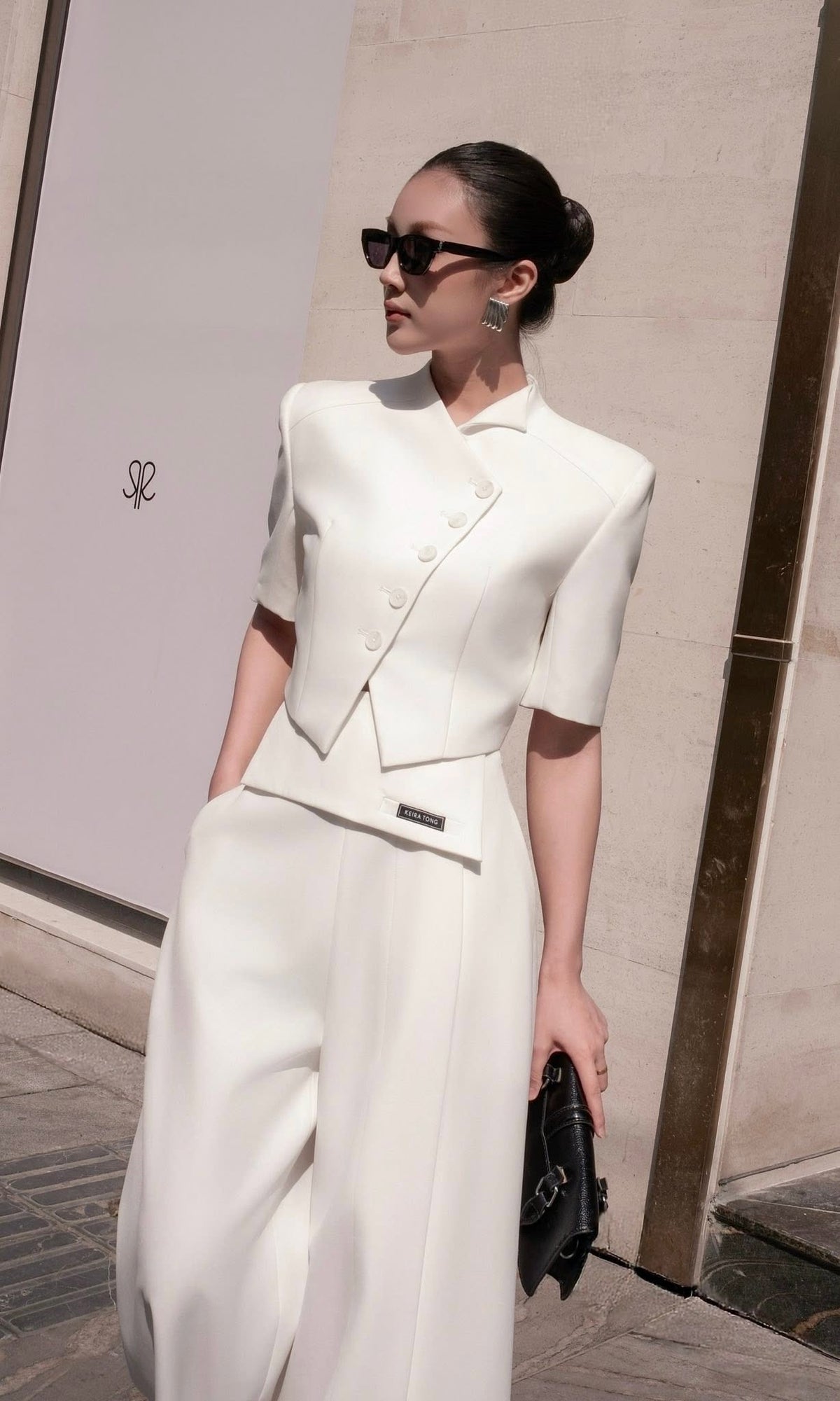 White Flap Collar Top by Keira Tong
