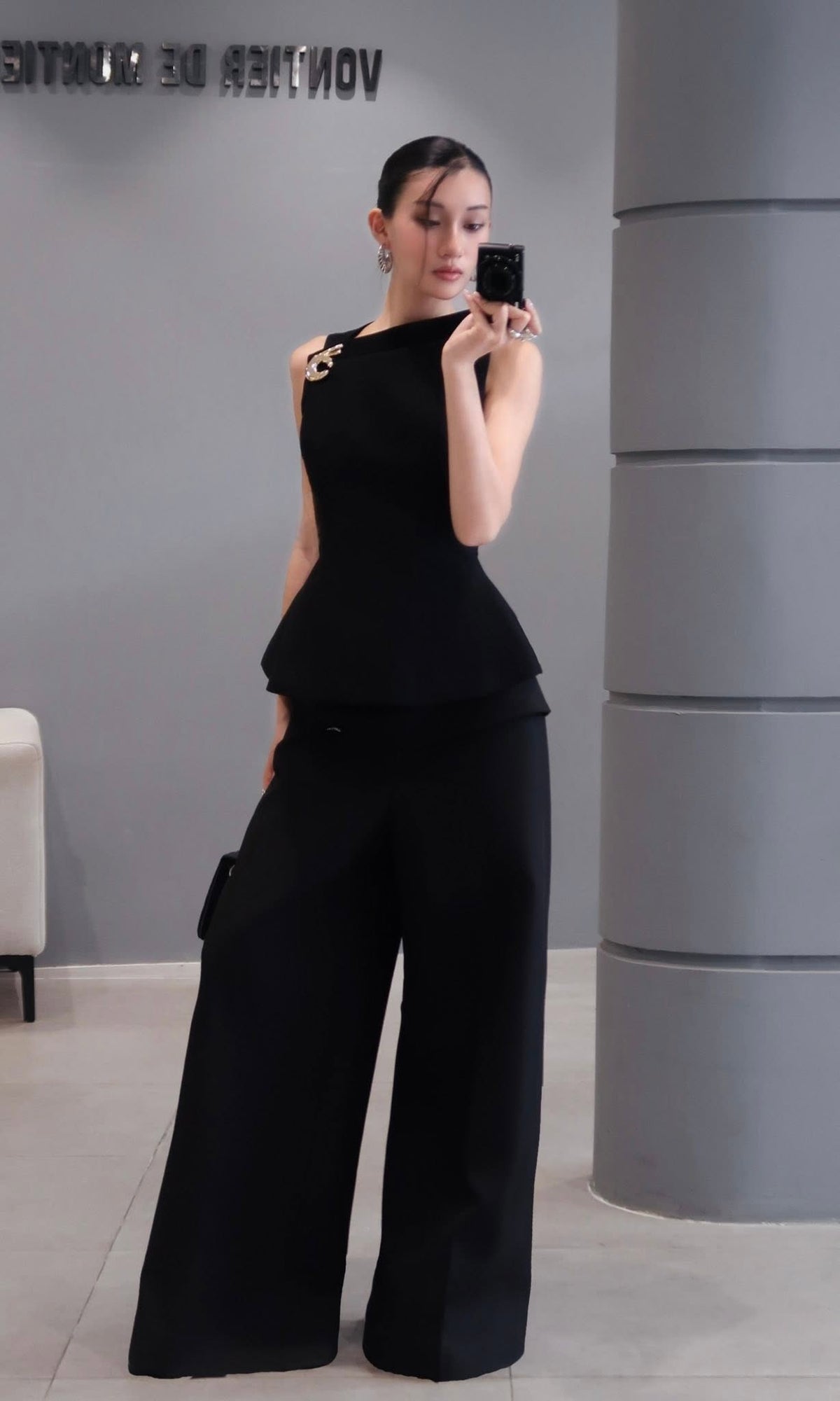 Brooch Peplum Top by Keira Tong