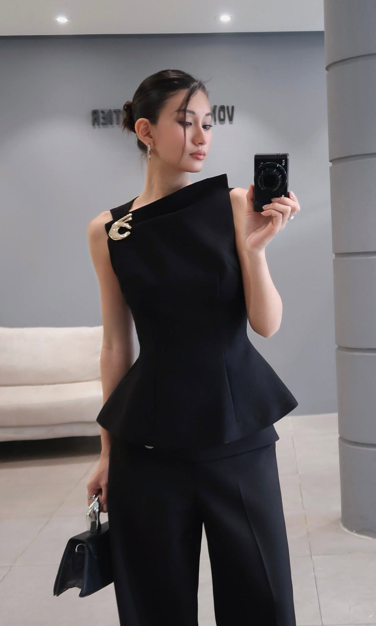 Brooch Peplum Top by Keira Tong