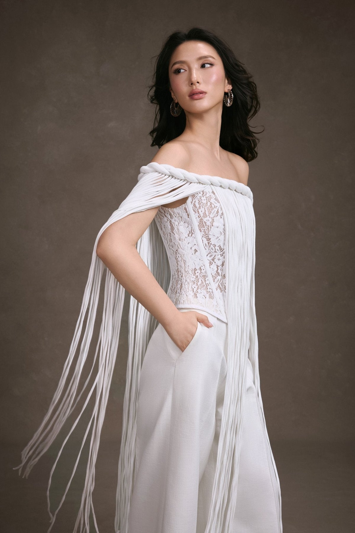 Fringe Lace Corset Top by Keira Tong