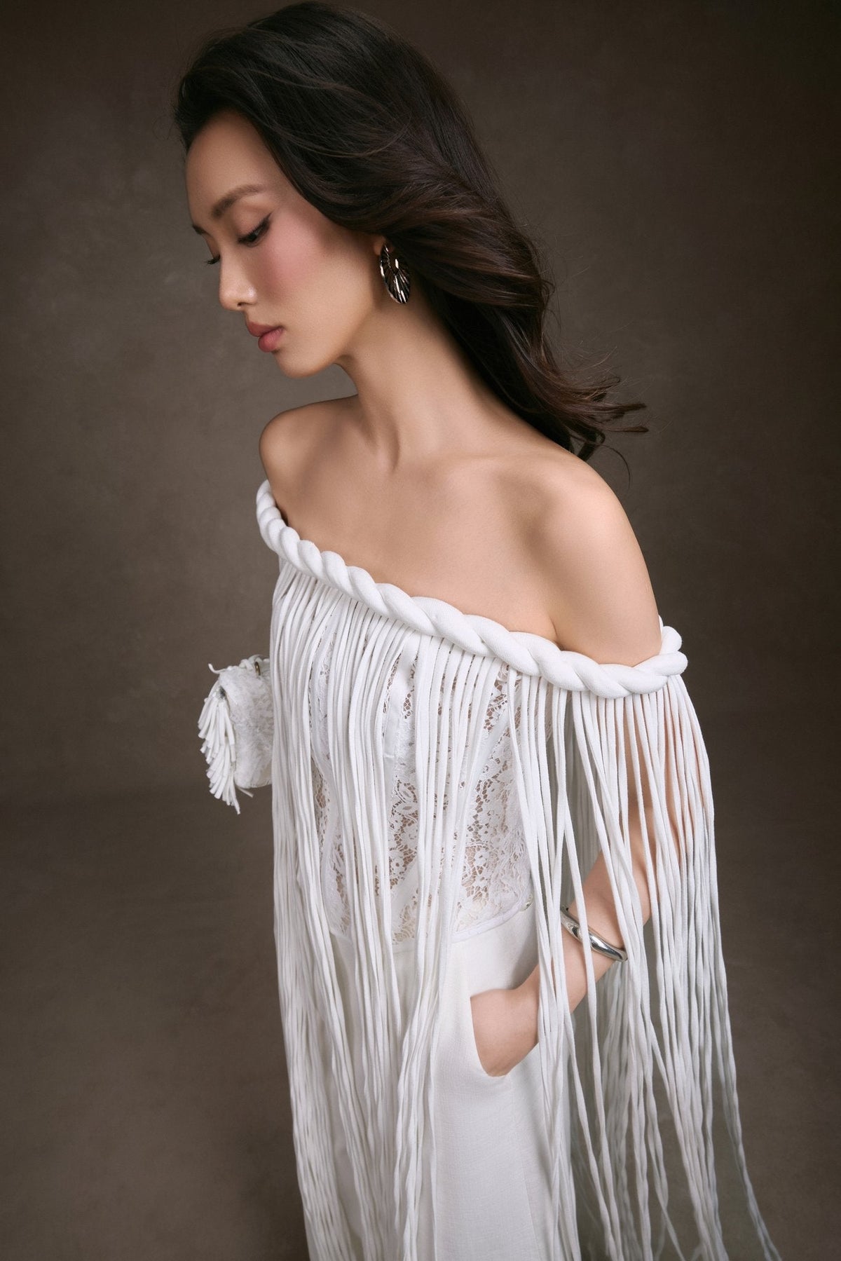 Fringe Lace Corset Top by Keira Tong