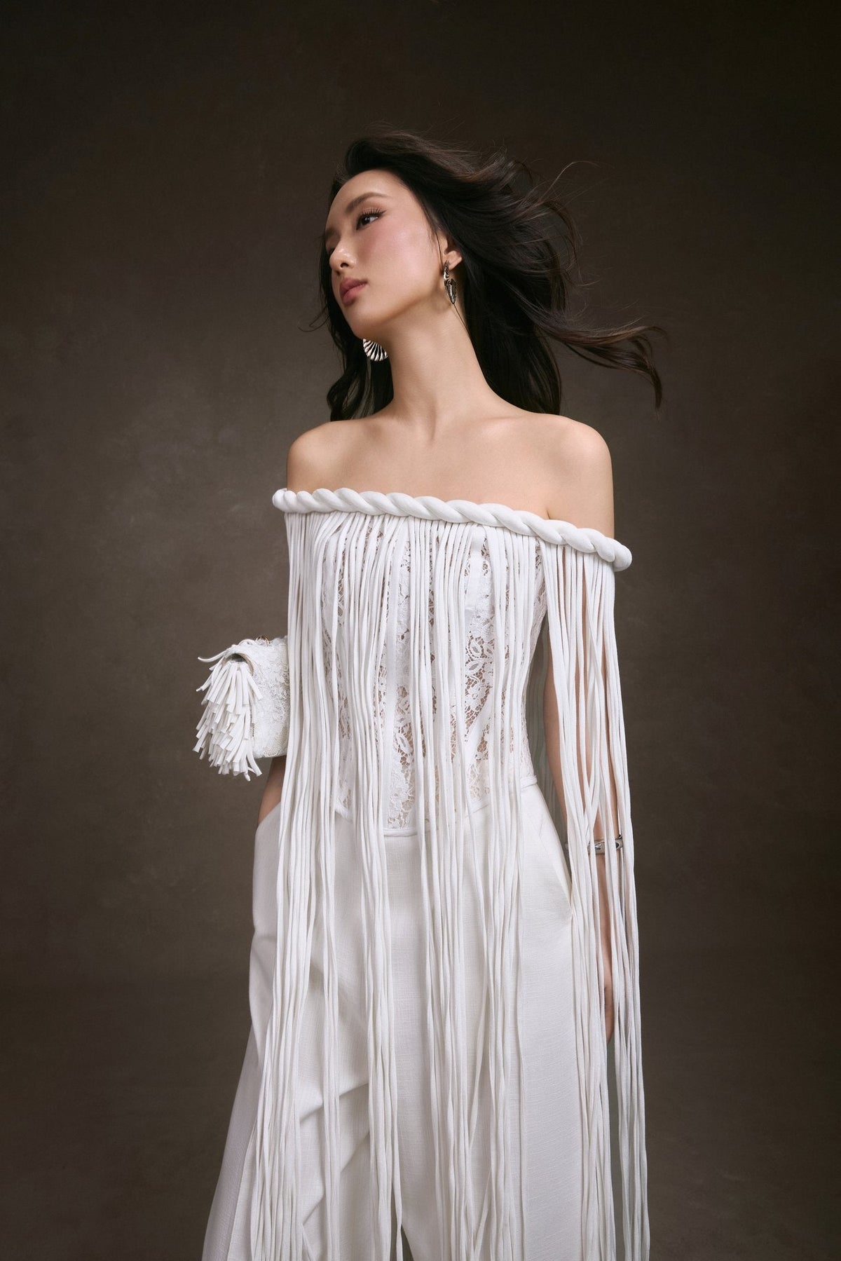 Fringe Lace Corset Top by Keira Tong