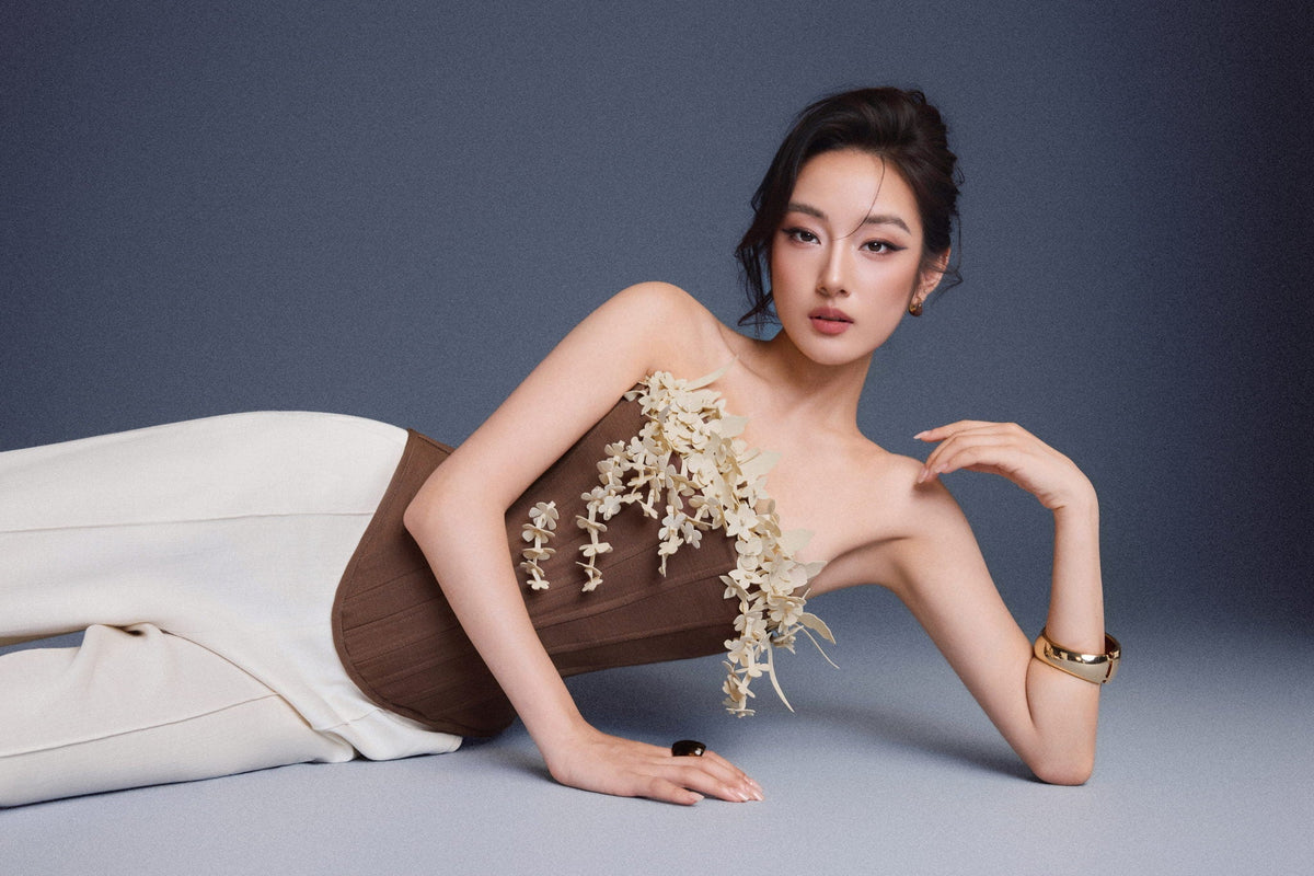 Brown Bouquet Corset Top by Keira Tong