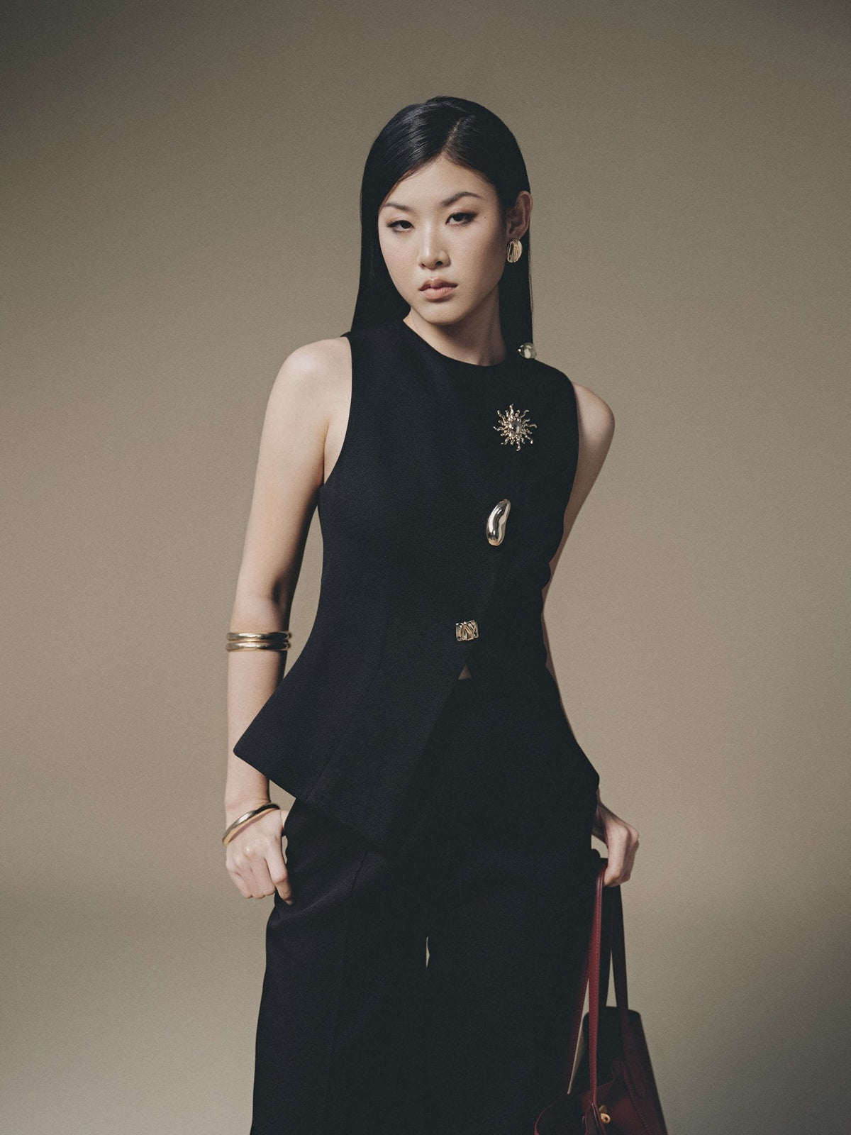 Black Button-up Vest by Keira Tong