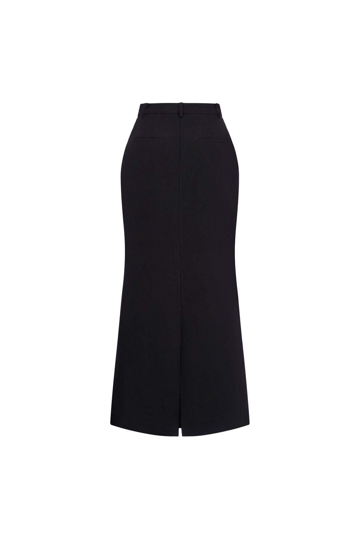 Black Waistband Midi Skirt by Keira Tong
