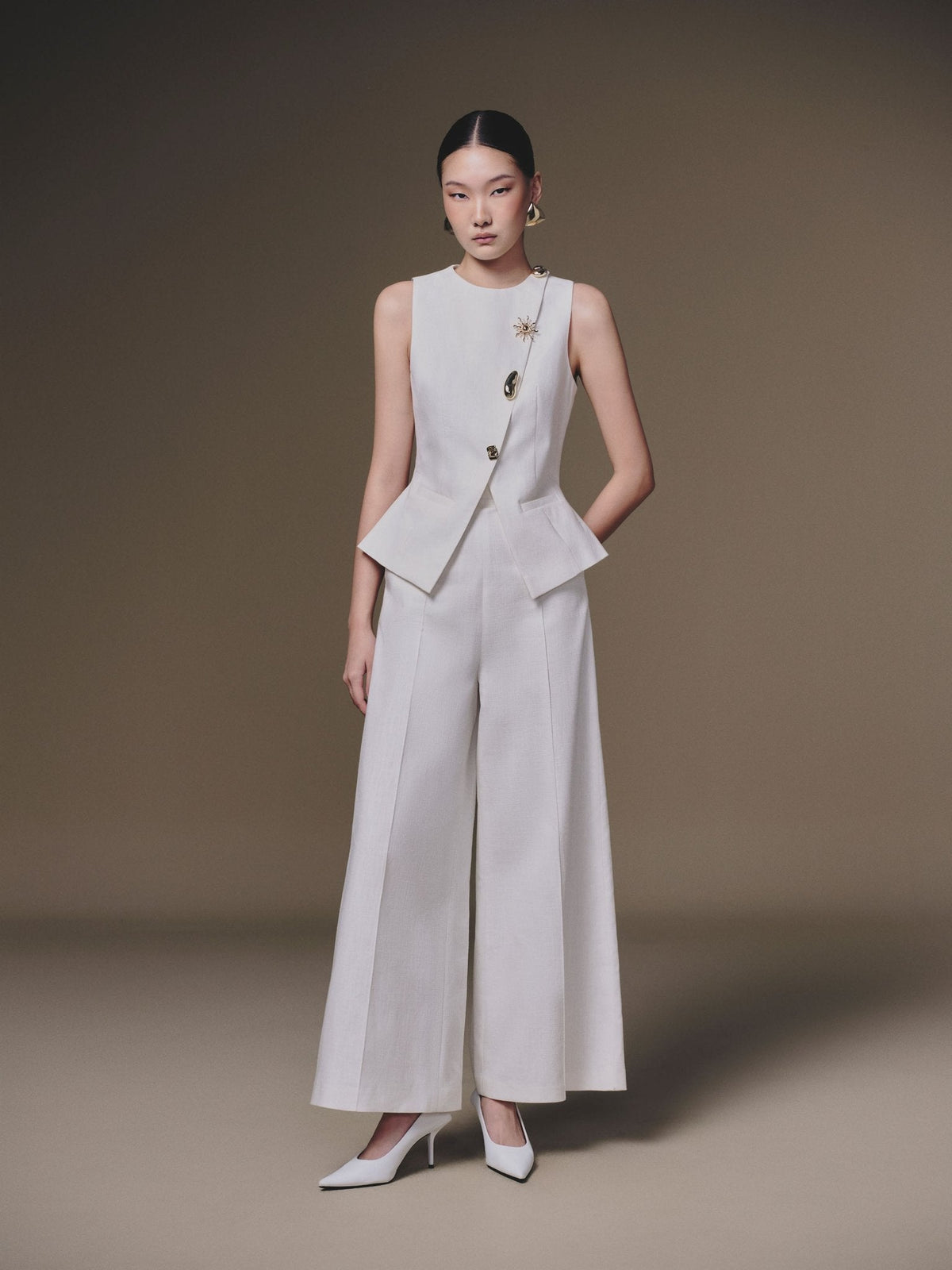 White Wide Leg Pant by Keira Tong