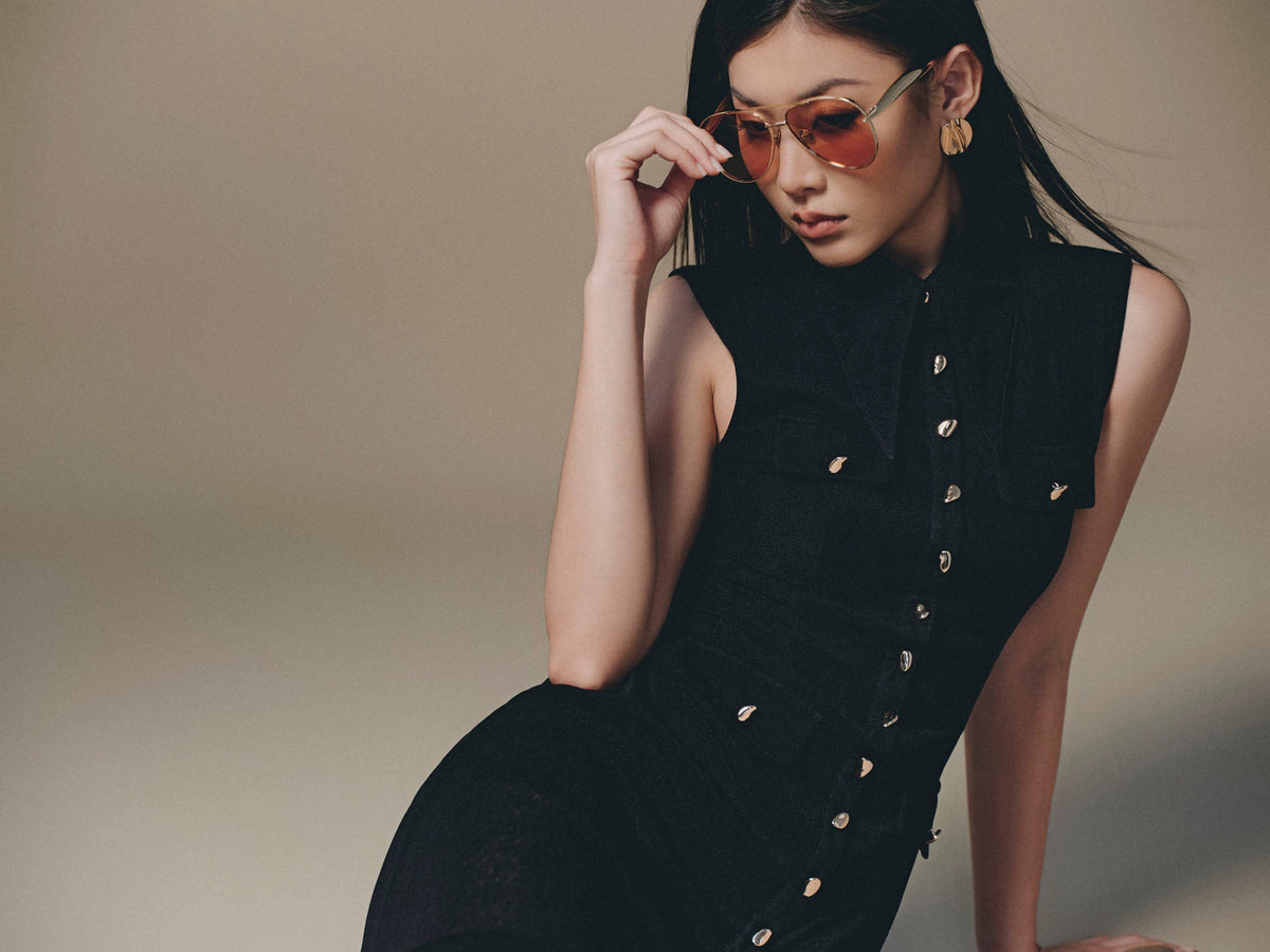 Black Pocket Sheer Dress by Keira Tong