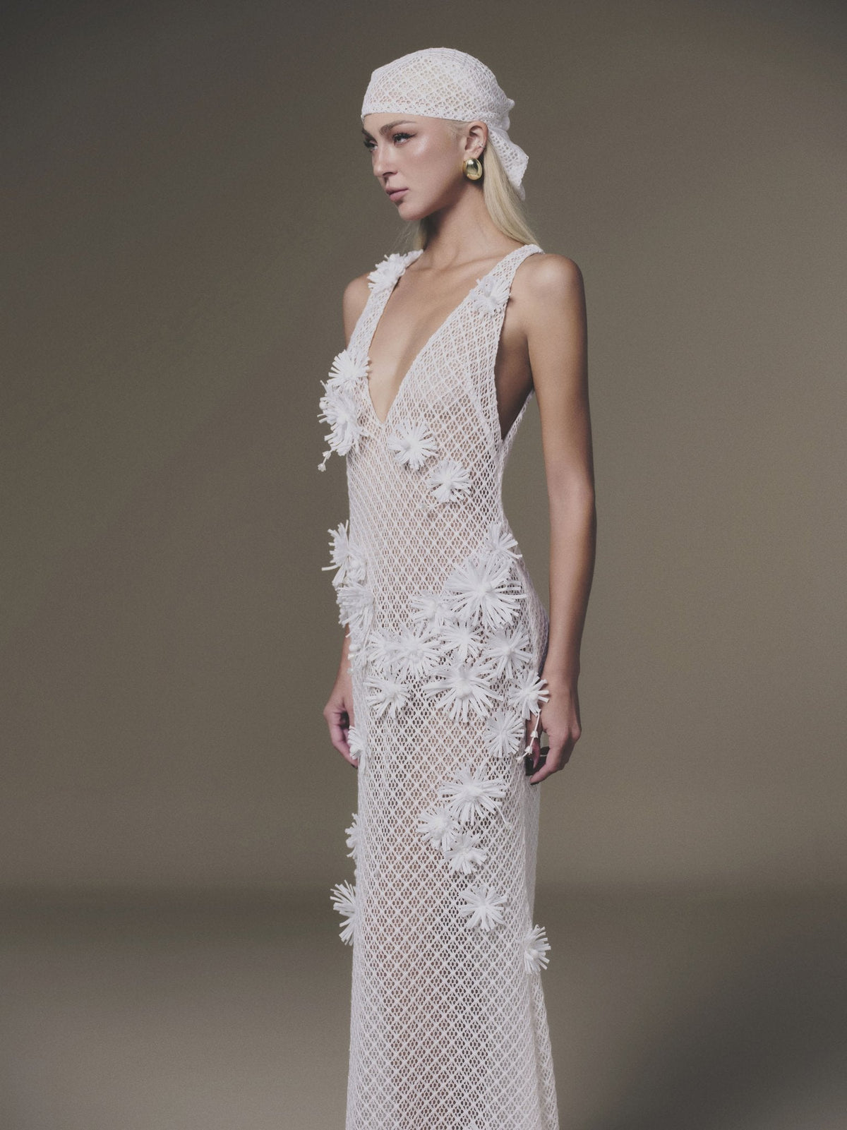 White Floral Midi Dress by Keira Tong