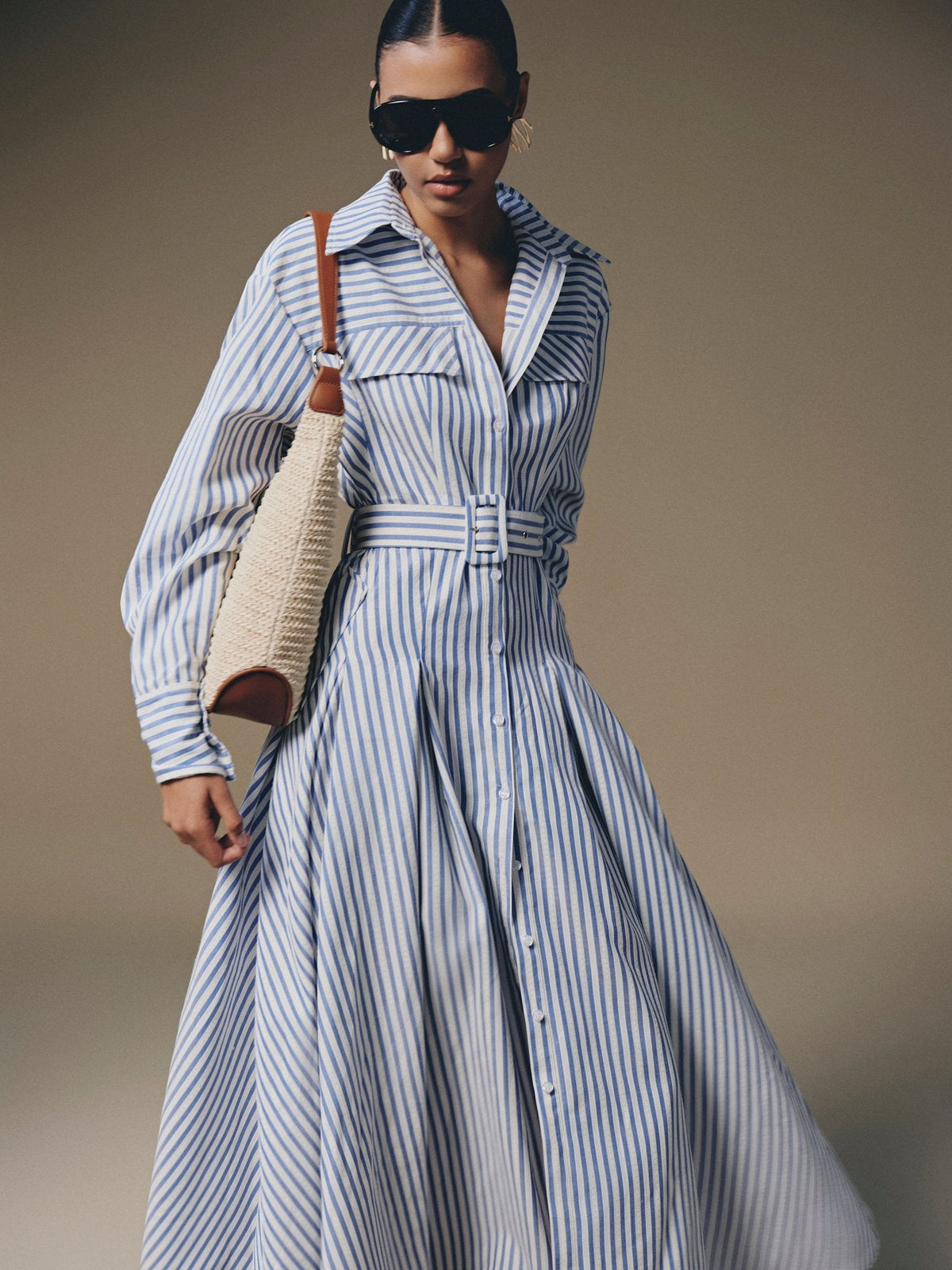 Thera Stripped Shirt Dress by Keira Tong