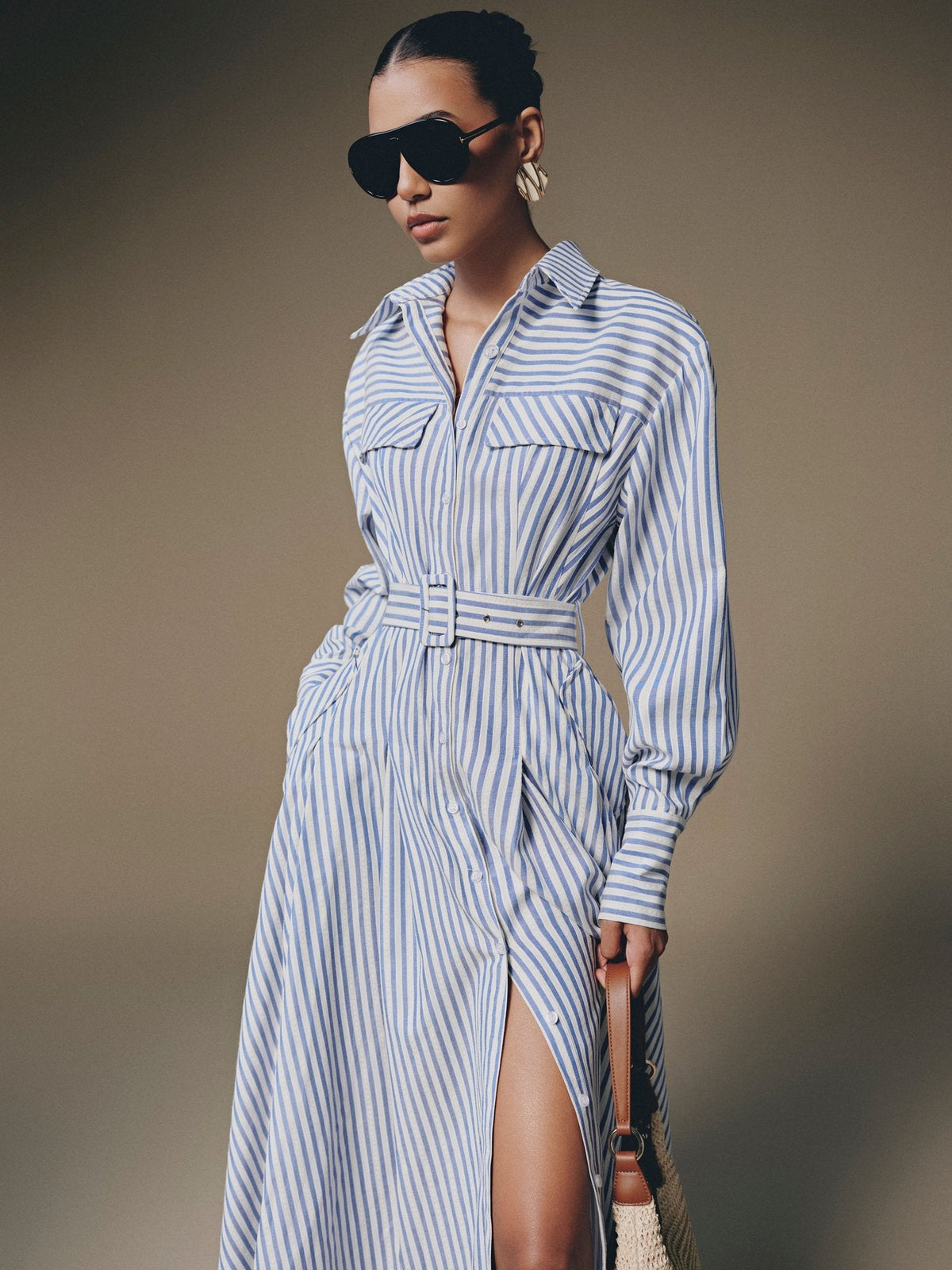 Thera Stripped Shirt Dress by Keira Tong