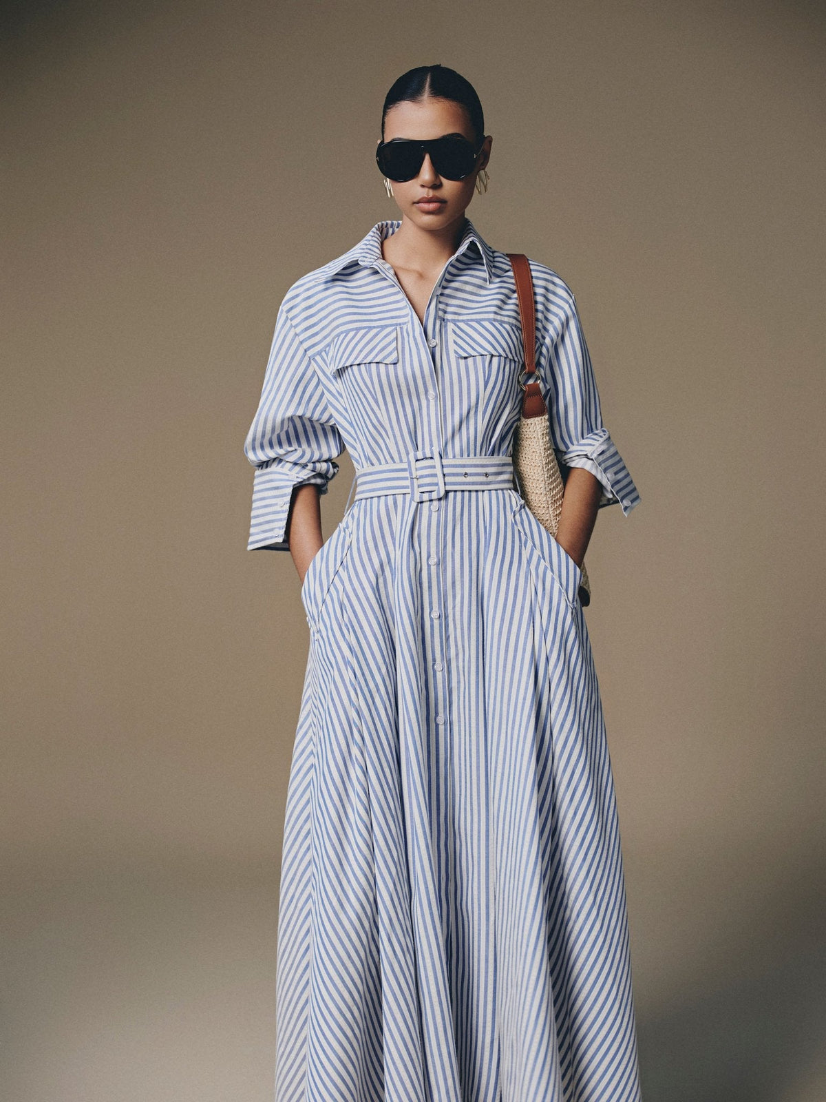 Thera Stripped Shirt Dress by Keira Tong