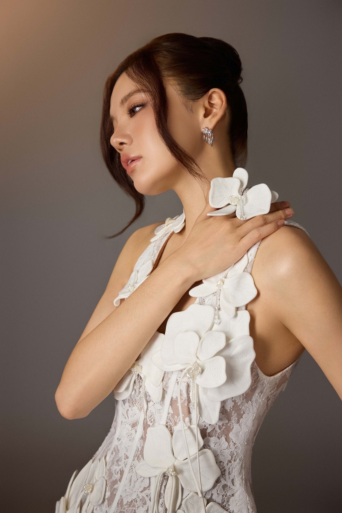 White Orchids Mini Dress by Keira Tong