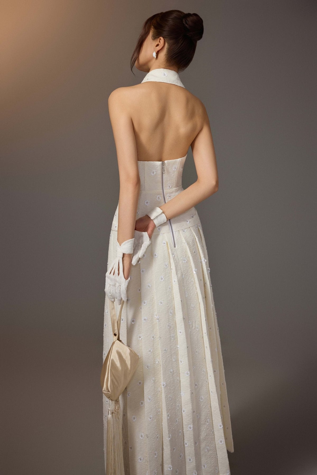White Kodemari Bow Dress by Keira Tong