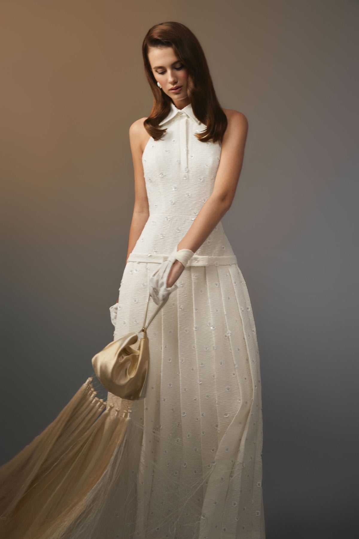 White Kodemari Bow Dress by Keira Tong