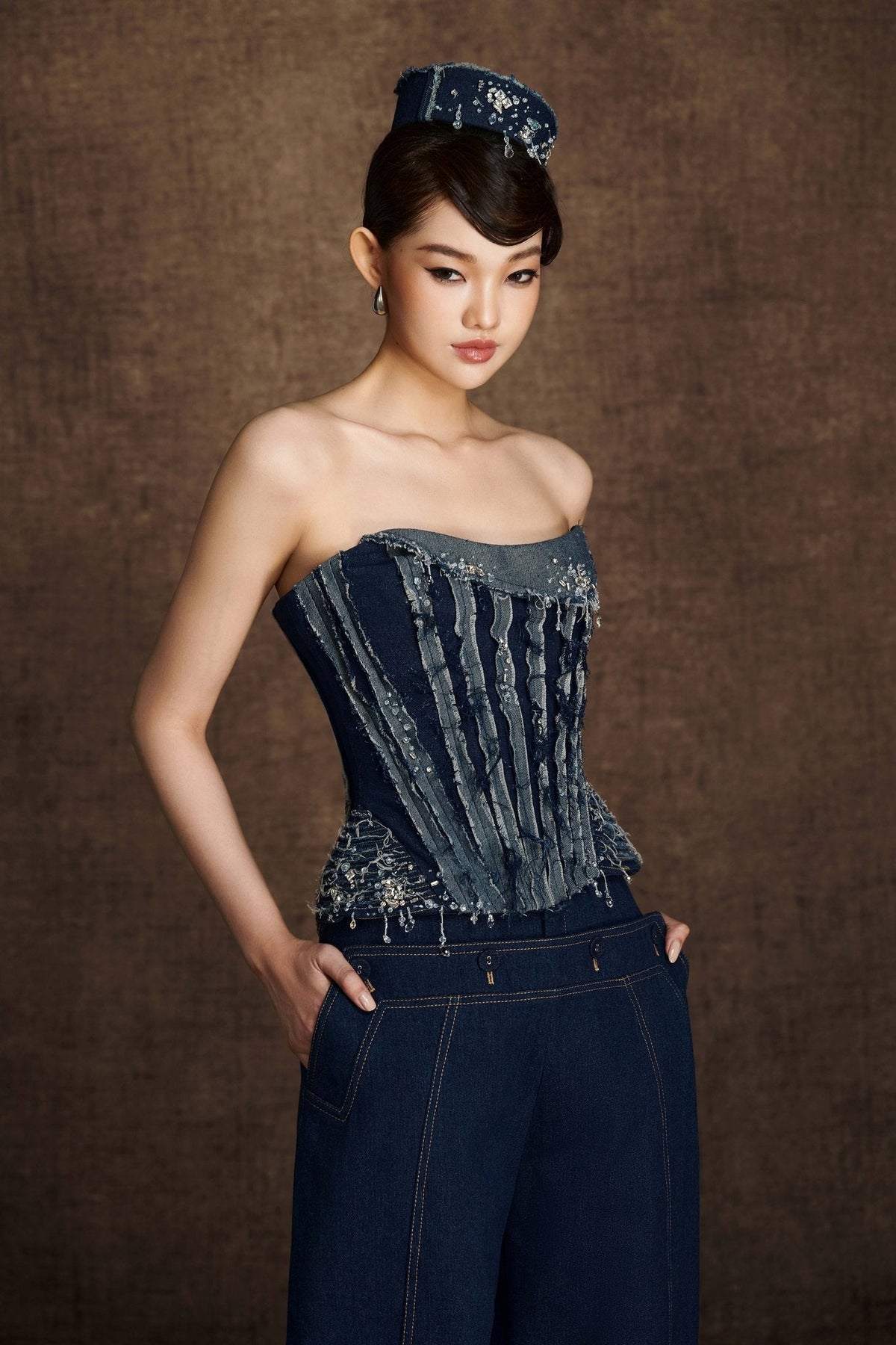 Tattered Denim Corset by Keira Tong
