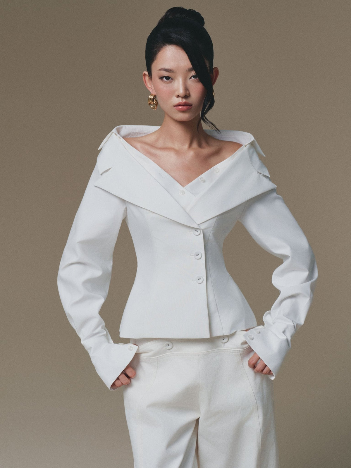 White Selena Shirt by Keira Tong