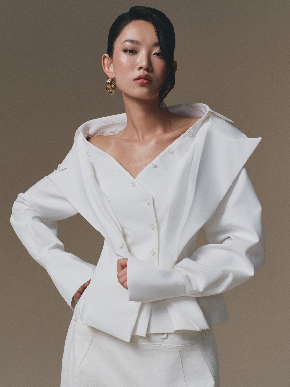 White Selena Shirt by Keira Tong