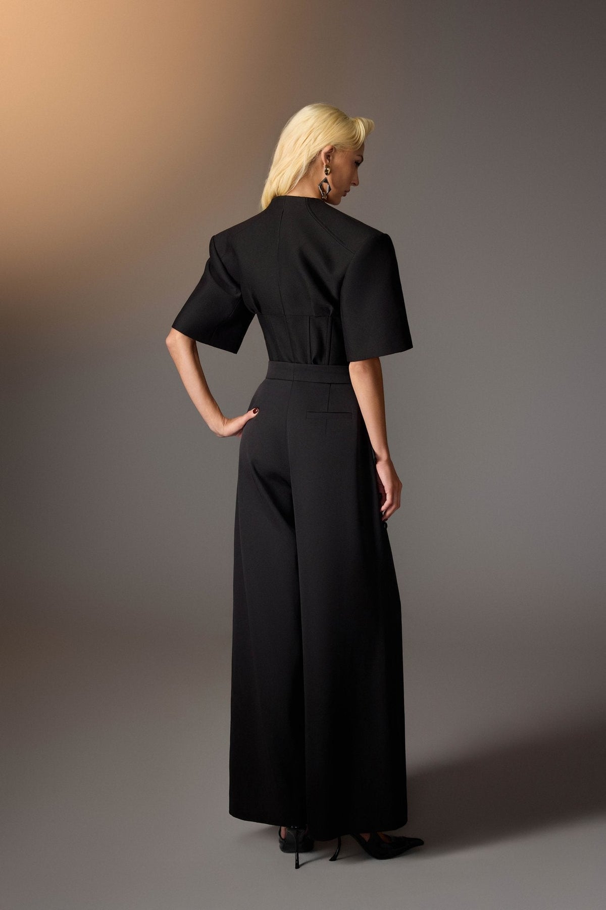 Black Layered Buttons Pants by Keira Tong