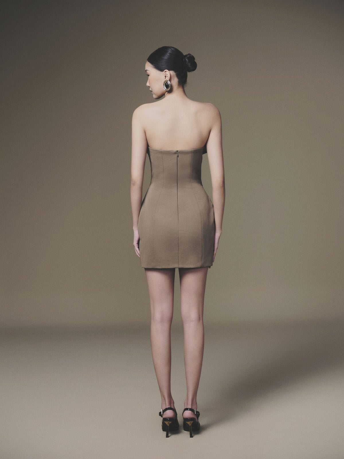 Brown Petal Bustier Dress by Keira Tong
