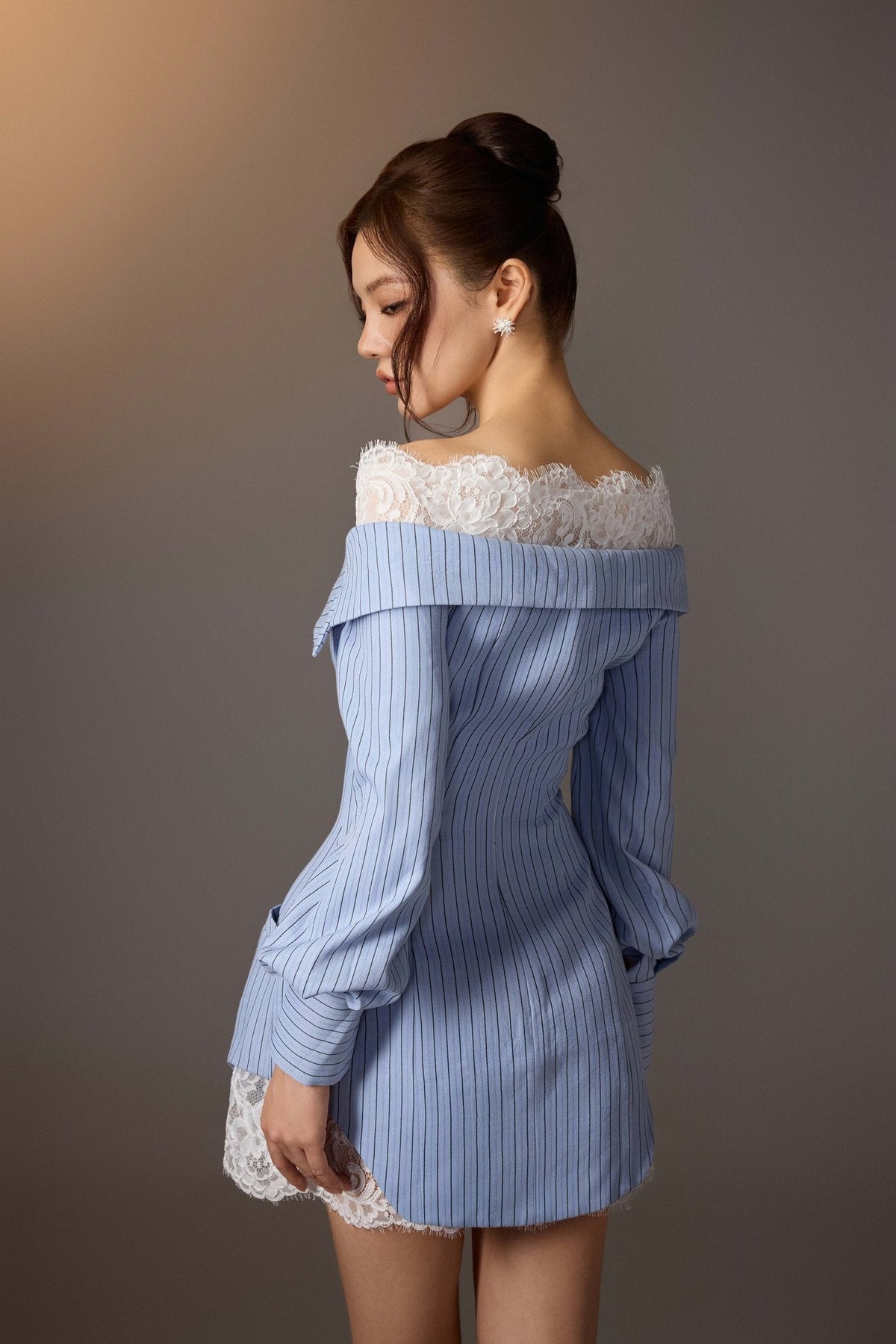Blue Lace Trimmed Dress by Keira Tong