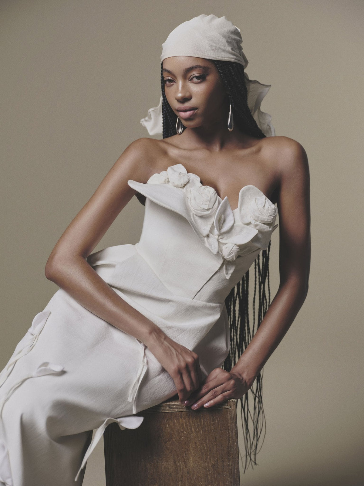 White Floral Pencil Dress by Keira Tong