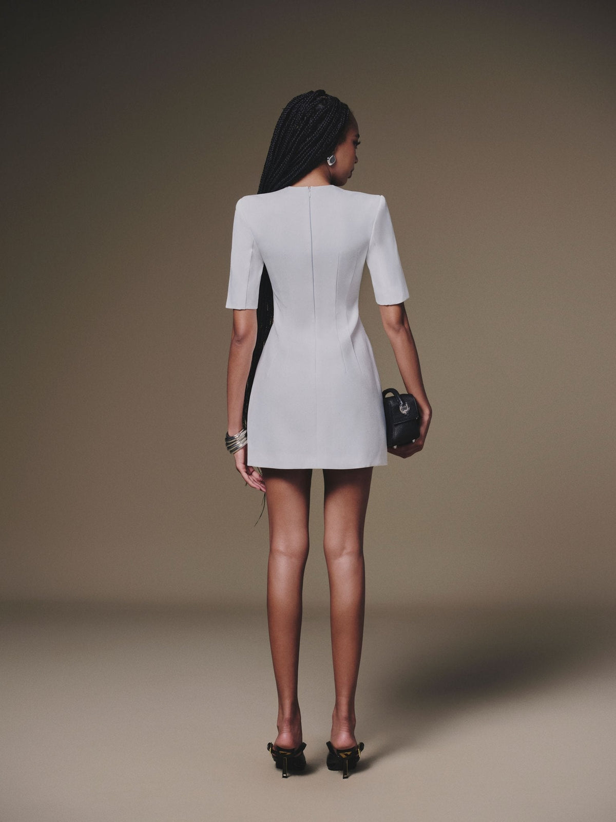 White Buttoned Mini Dress by Keira Tong