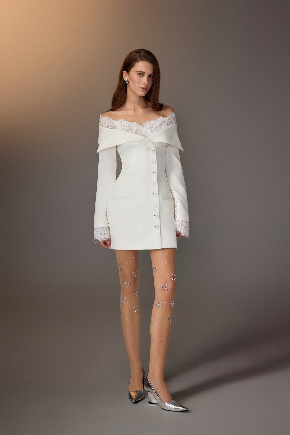 White Lace Trimmed Dress by Keira Tong