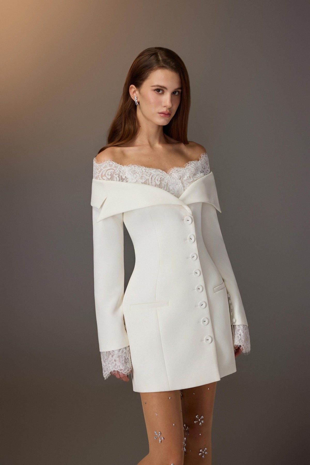White Lace Trimmed Dress by Keira Tong