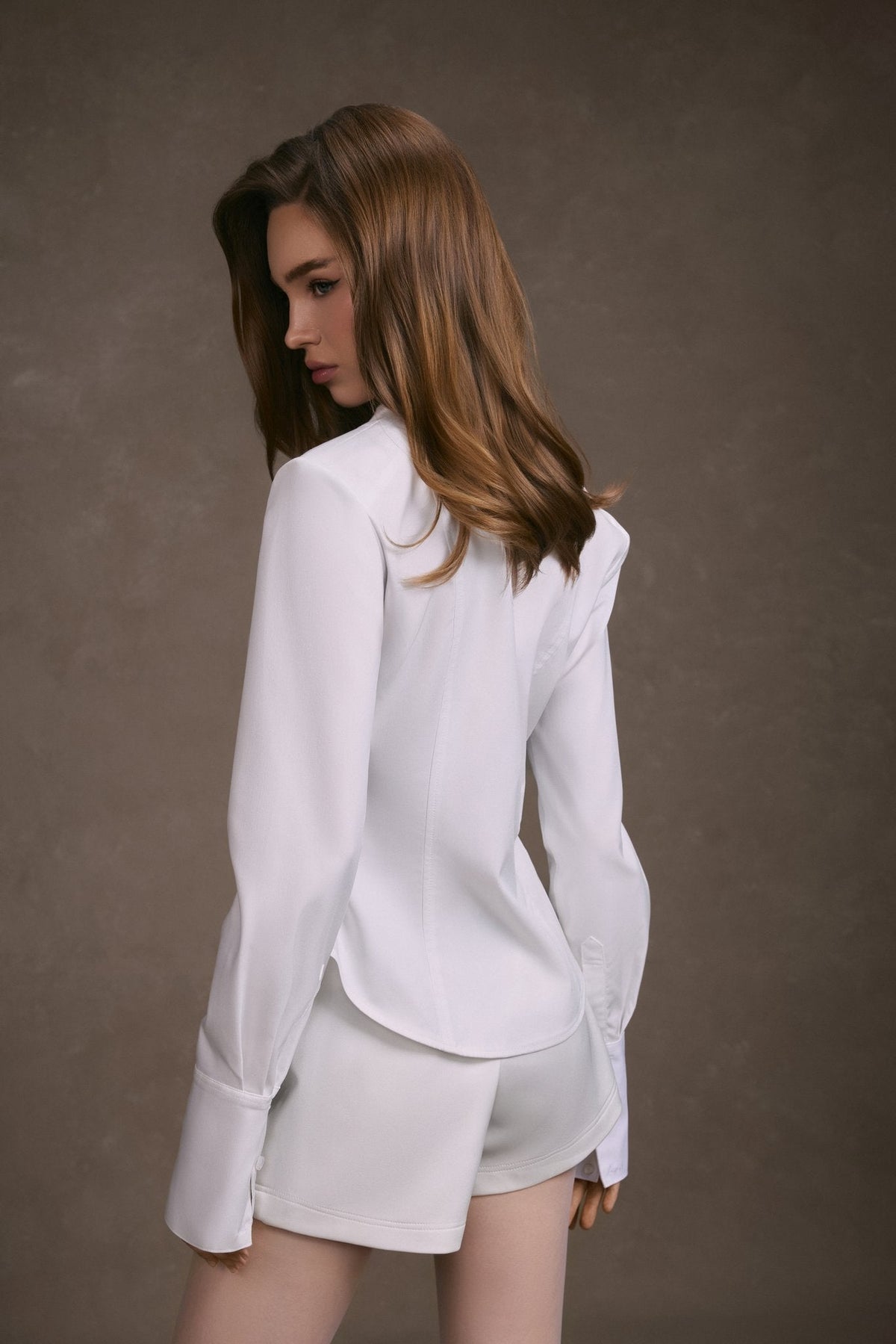 White Cupped Collar Shirt by Keira Tong