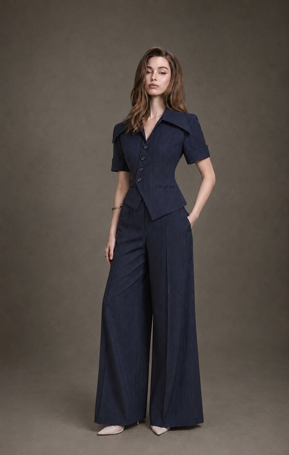 Asymmetric Stripe Shirt by Keira Tong