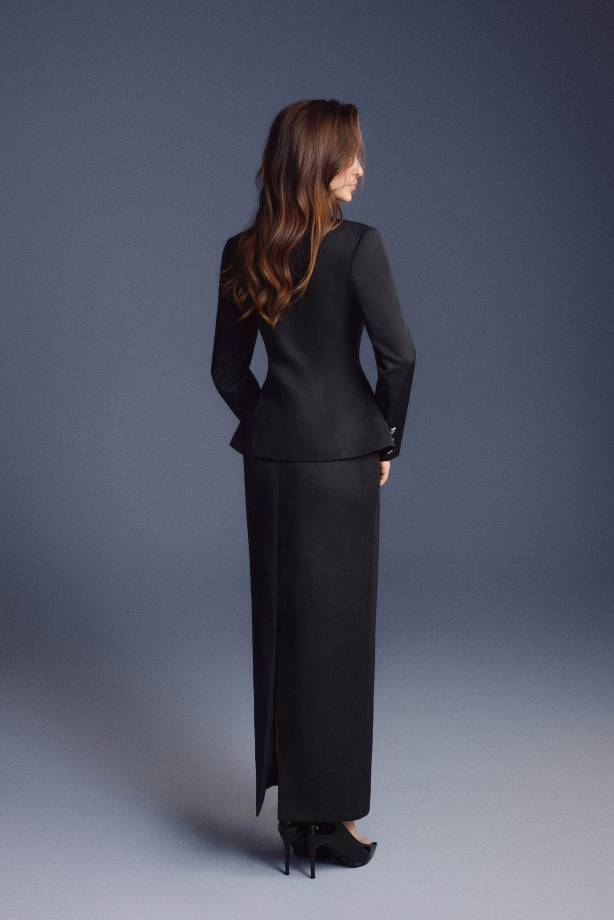 Black Zipper Peplum Top by Keira Tong