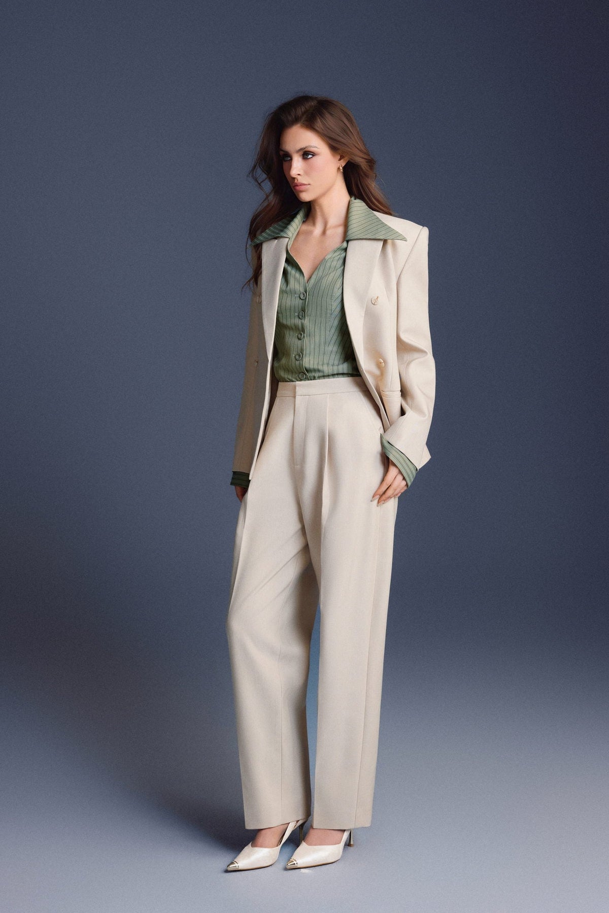 Double-breasted Flap Blazer by Keira Tong